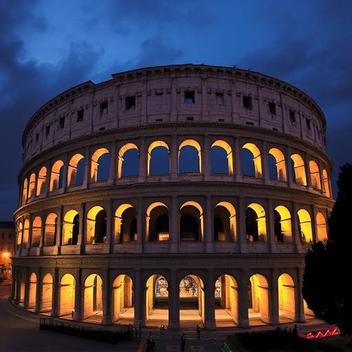 Il Colosseo illuminato di notte a Roma, Lazio