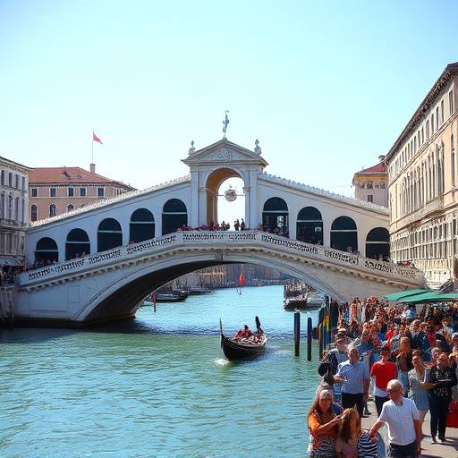 Il Ponte di Rialto a Venezia, uno dei ponti pi&ugrave; famosi e fotografati della citt&agrave;